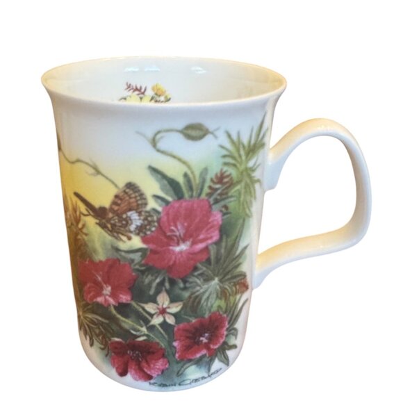 Spring Design Roy Kirkham 1991 Fine Bone China Mug W/ Floral & Butterfly Design - Picture 1 of 9